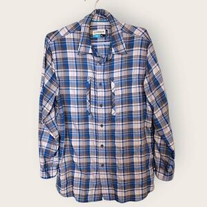 Magellan Mens Sz M Outdoors Fish Gear Mag Wick Long Sleeve Blue Plaid Sportswear